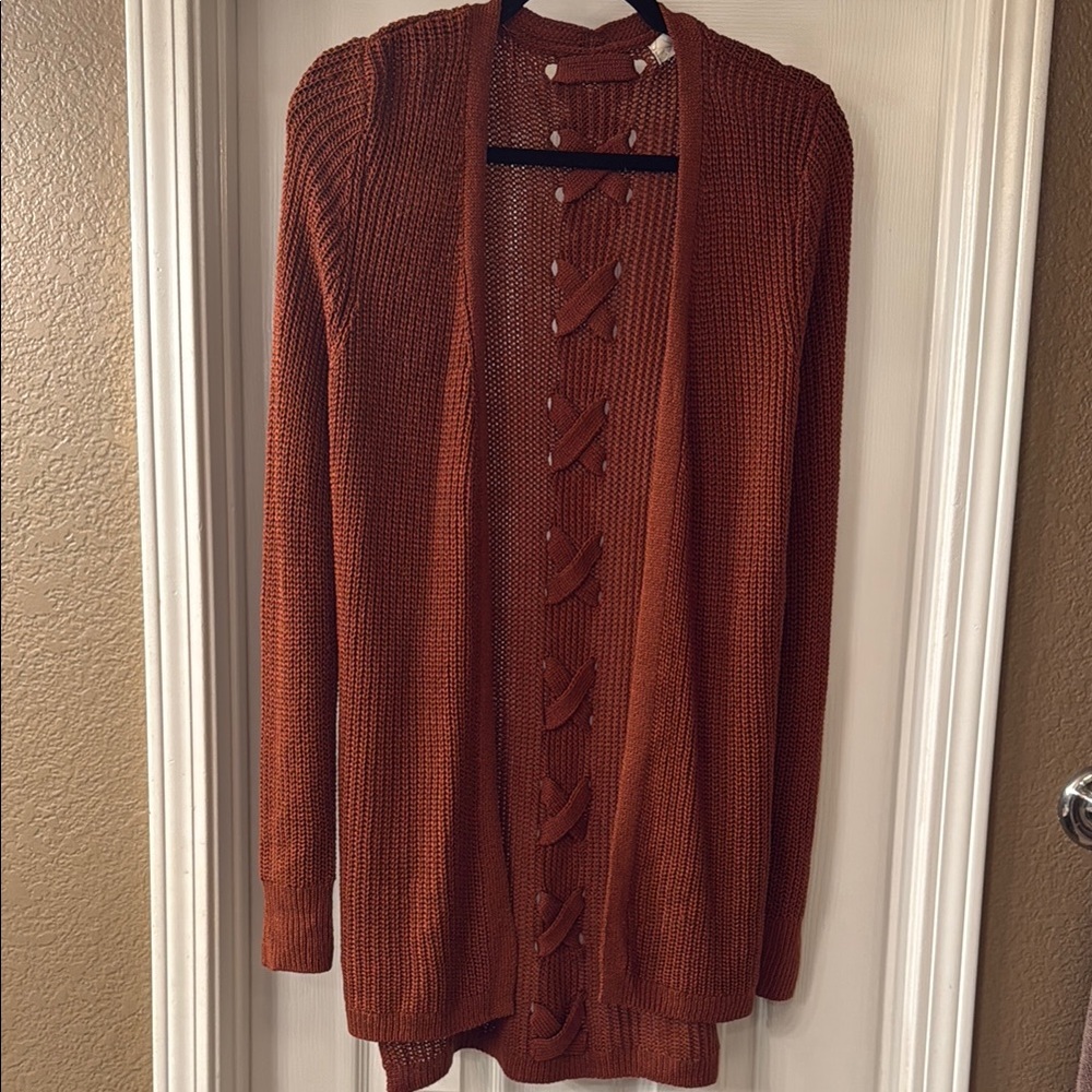 Rust Open-Front Cardigan